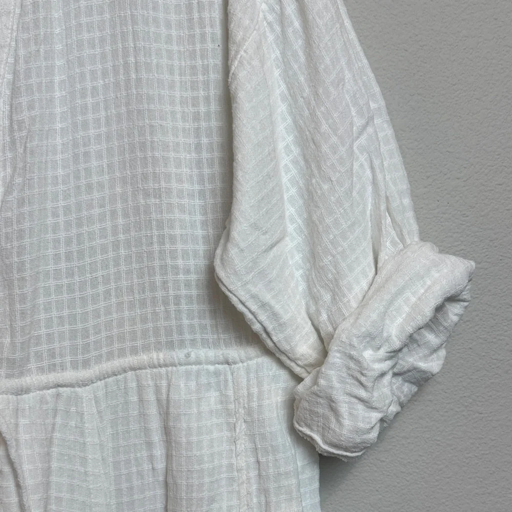 Free People White Boho Mini Dress with Ties & Pockets - L - Picture 5 of 11